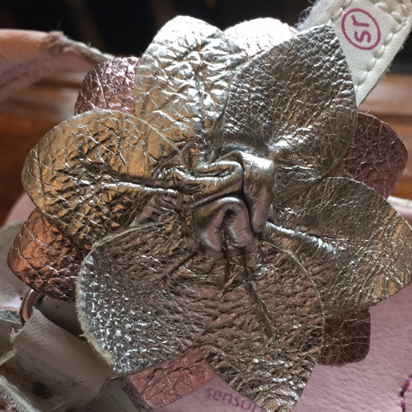 Stride Rite Sandals Silver, White, RoseGold Flower - Picture 2 of 7